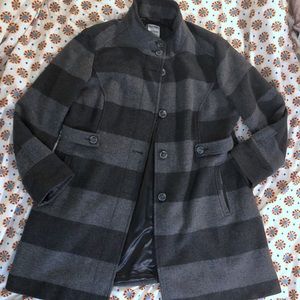 Old Navy Grey Striped Peacoat